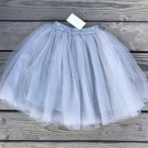 NWT Trish Scully Gray Tulle Pearl Tutu Skirt Ballet Ballerina Costume Dress Up